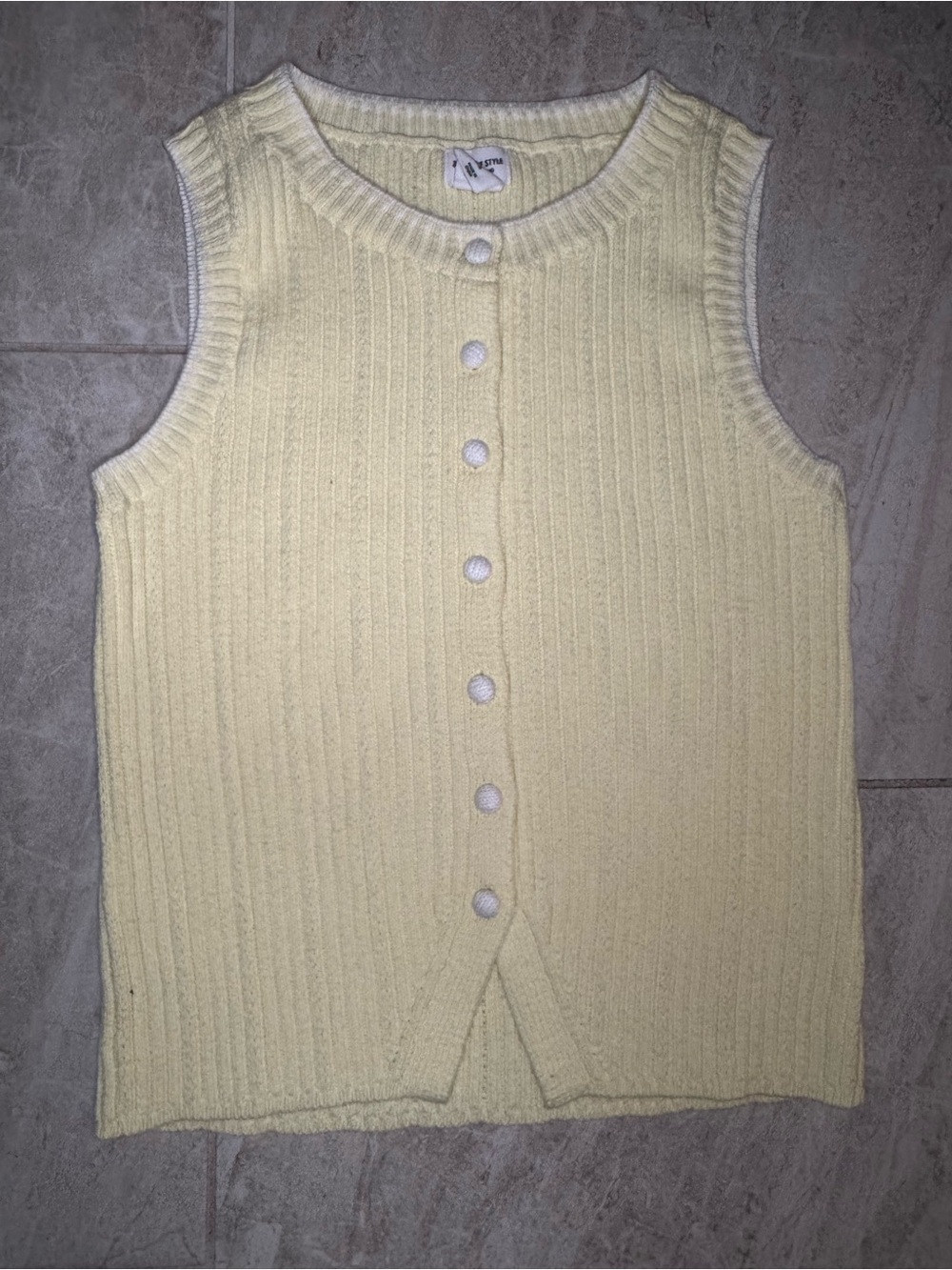Song of Style Pale Yellow Ribbed Button-Up Sleeveless Sweater